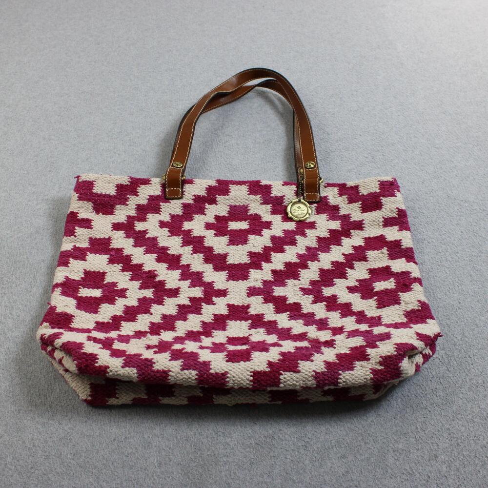 Patricia Nash Woven Purse Chennai Tote Bag Women Large Pink Aztec Boho Hand Loom
